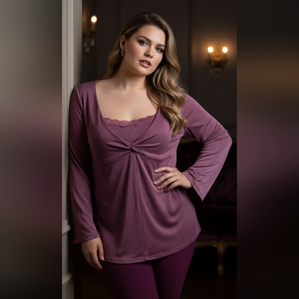 Nylon Dark Fuscia Rayon Spandex Shimmering Pink Half Sleeve Top
